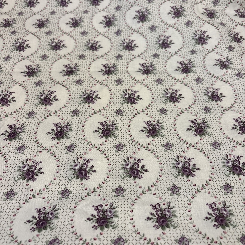 Vintage Laura Ashley English Country Botanical Floral Cotton Fabric 54x35 1980s